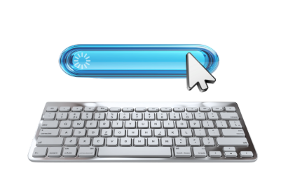 A search bar with cursor and a keyboard, visualizing automated data entry powered by data capture services.