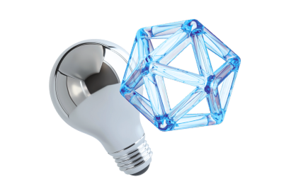 A lightbulb with a complex structure visualizing the energy data.