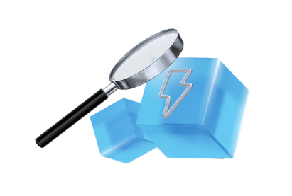 A magnifying glass investigating the energy resource block.