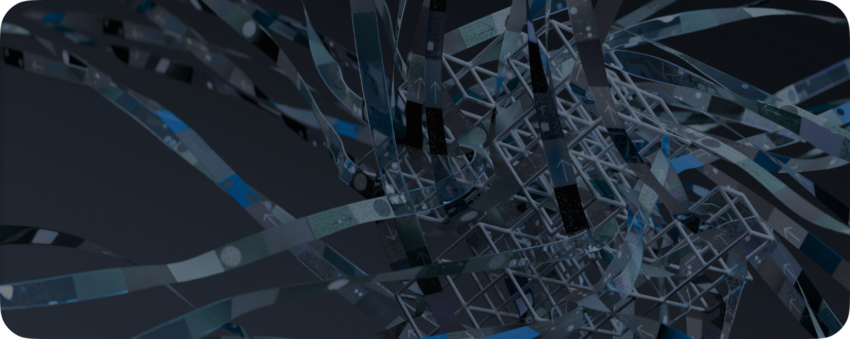 Illustration visualizing strings of various format data generated with generative AI technology.