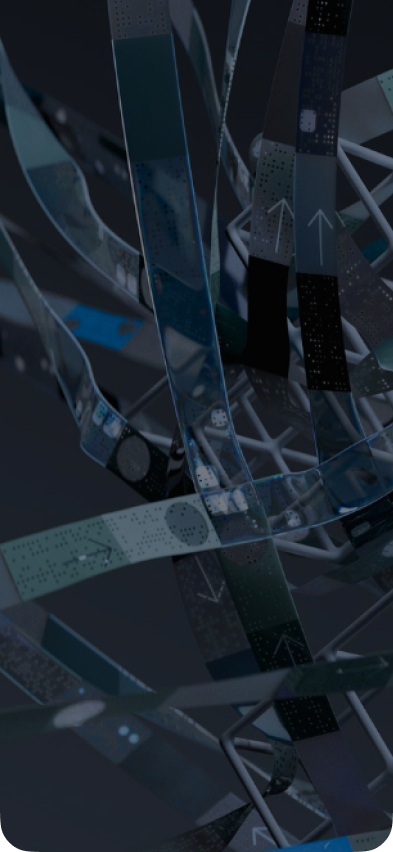 Illustration visualizing strings of various format data generated with generative AI technology.