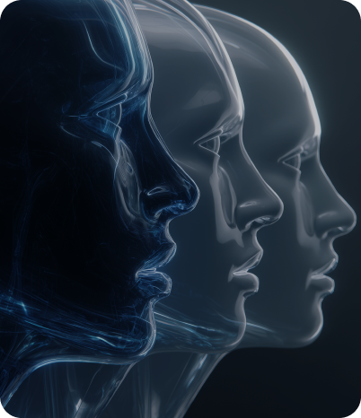 A range of human faces demonstrating the impact of multiple faces recognition technology.