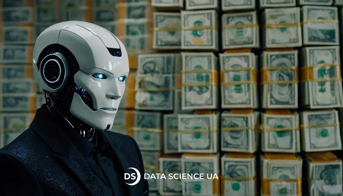 a futuristic robot in a bank